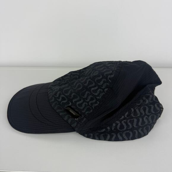 Lululemon Womens Logo Print Active Running Adjustable Zip Pocket Black Cap Hat - Picture 3 of 7